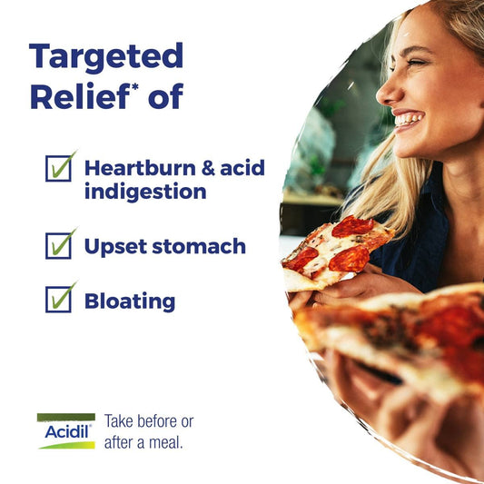 Boiron Acidil On the Go pellets dissolve on the tongue for quick indigestion relief.