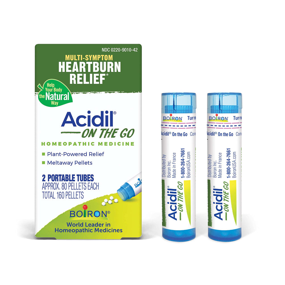 Boiron Acidil On the Go tube offers portable heartburn relief on the move.