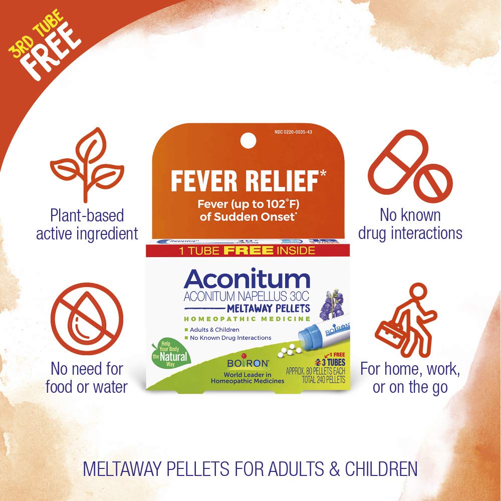 Three dispensing tubes for Boiron Aconitum Napellus 30C