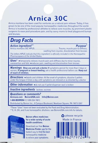Arnica 30C HPUS label details