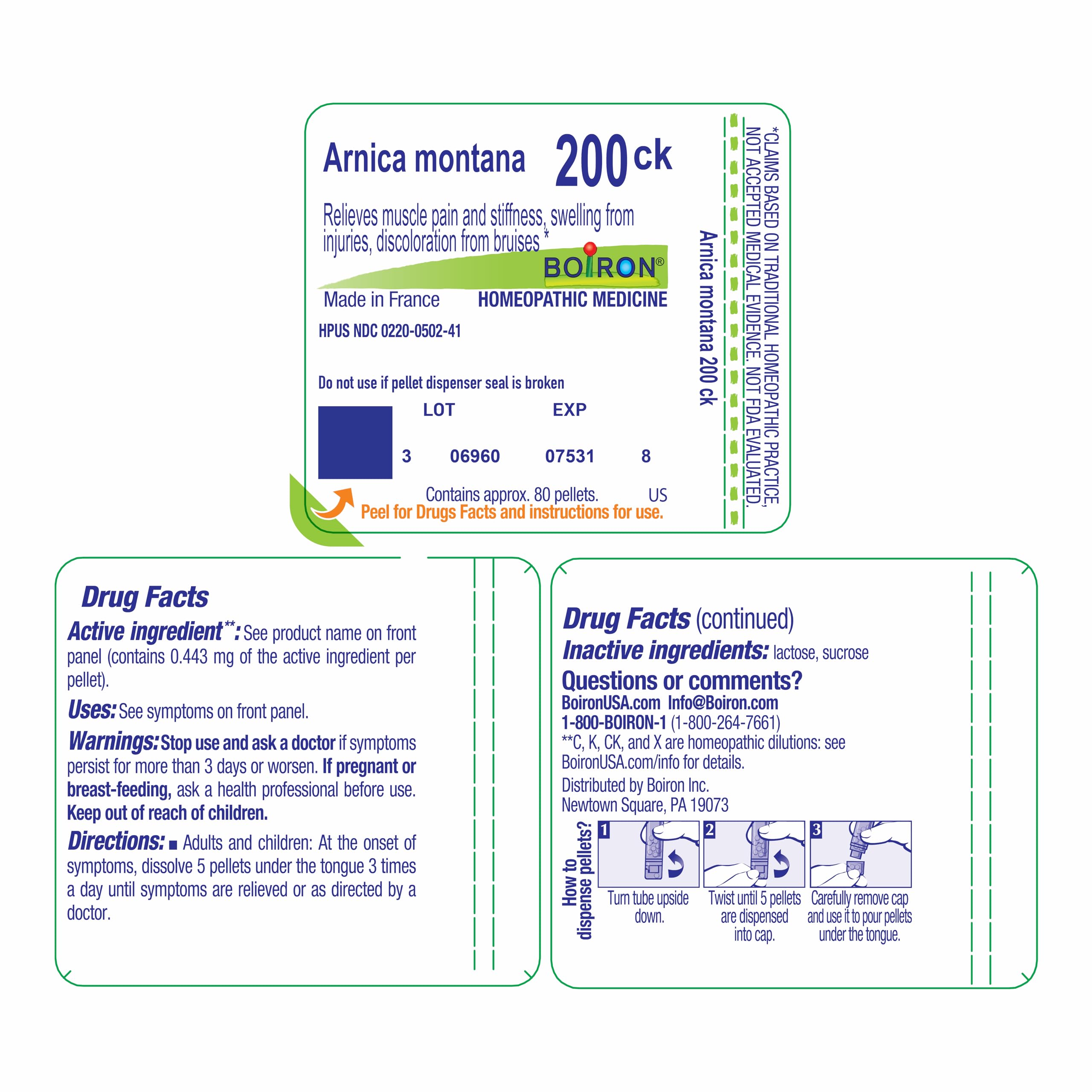 Label on Arnica Montana 200CK packaging