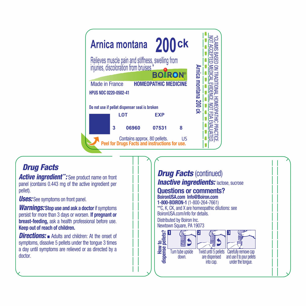 Label on Arnica Montana 200CK packaging