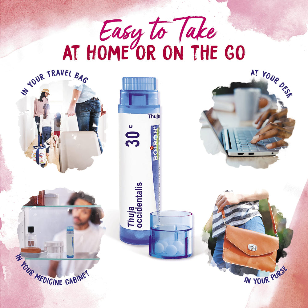 Boiron brand packaging signaling GMP and HPUS purity for quality assurance.