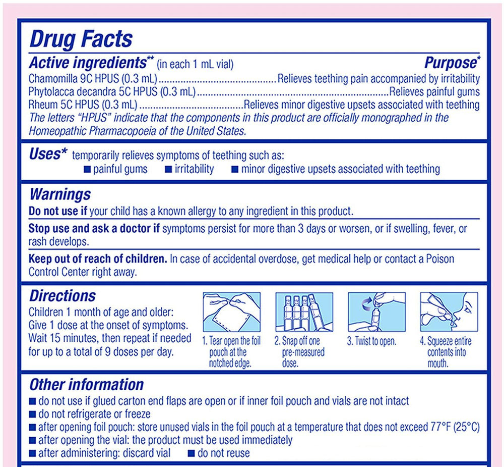Label showing benzocaine-free, preservatives-free, sugar-free