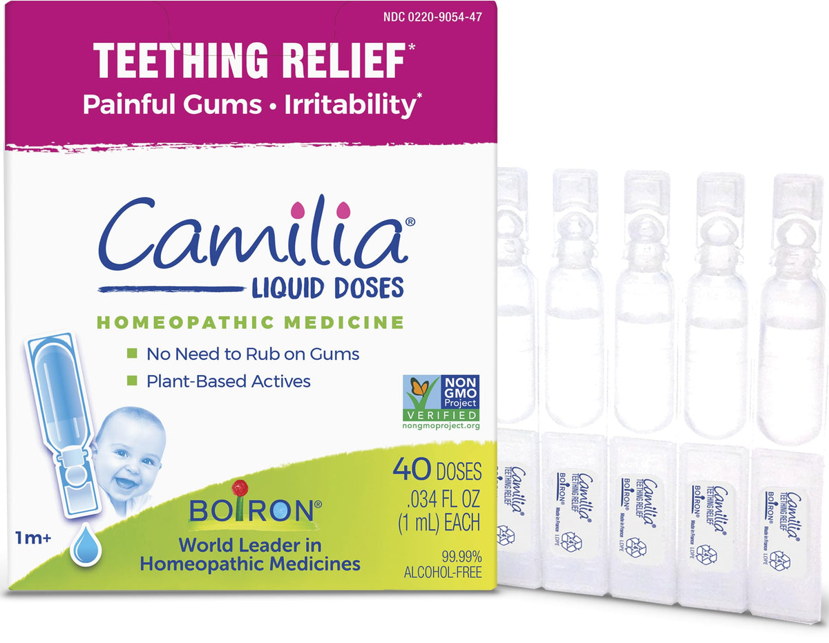 Boiron Camilia teething drops bottle and dropper for babies