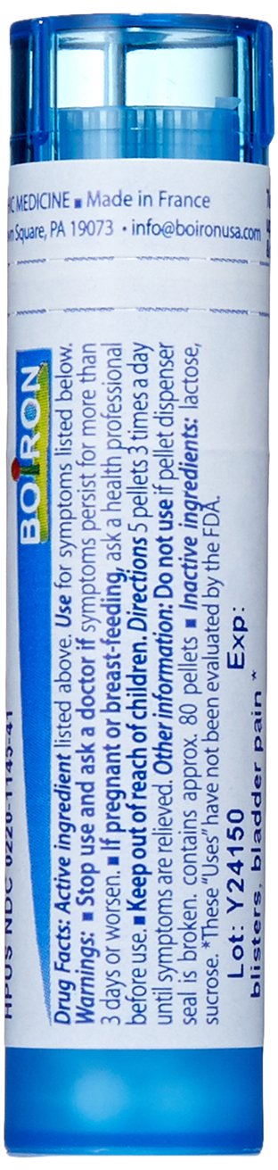 Cantharis 30C pellets dissolving in the mouth