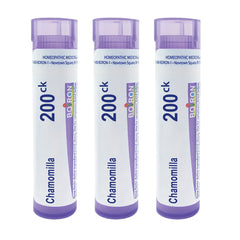 Front view of Boiron Chamomilla 200Ck pack of 3 with 240 pellets