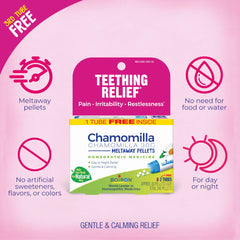 Label highlights no NSAIDs and no artificial ingredients in Chamomilla 30C.