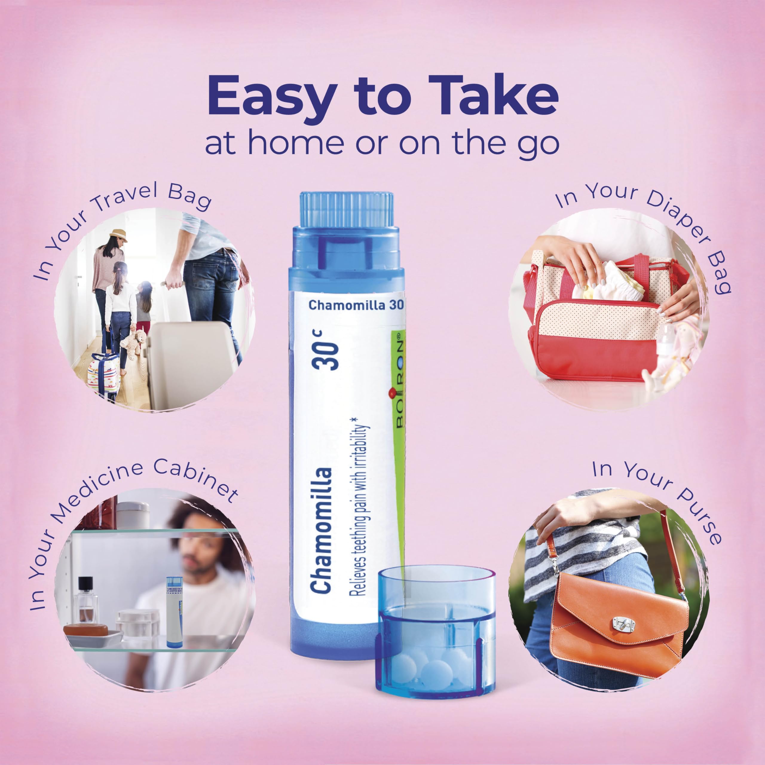 Close-up of Chamomilla 30C packaging and labeling.