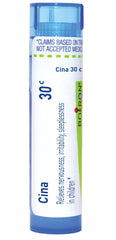 Boiron Cina 30C homeopathic medicine packaging and dispensing tube.