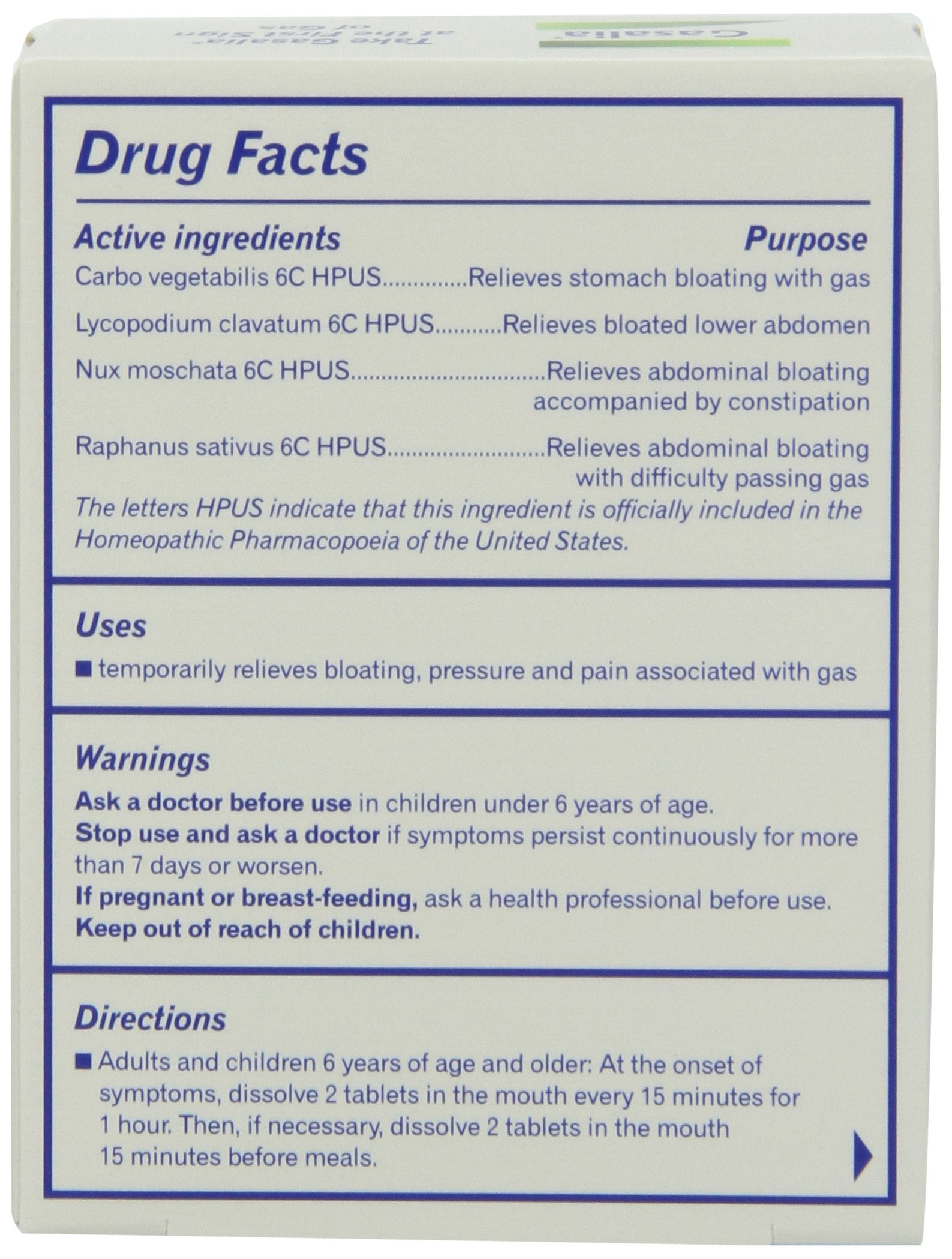 Gas relief homeopathic medicine Boiron Gasalia 60 tablets per pack