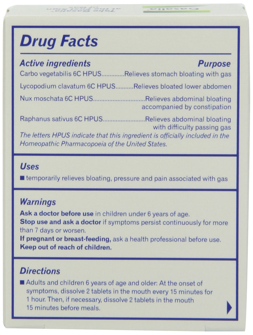 Gas relief homeopathic medicine Boiron Gasalia 60 tablets per pack