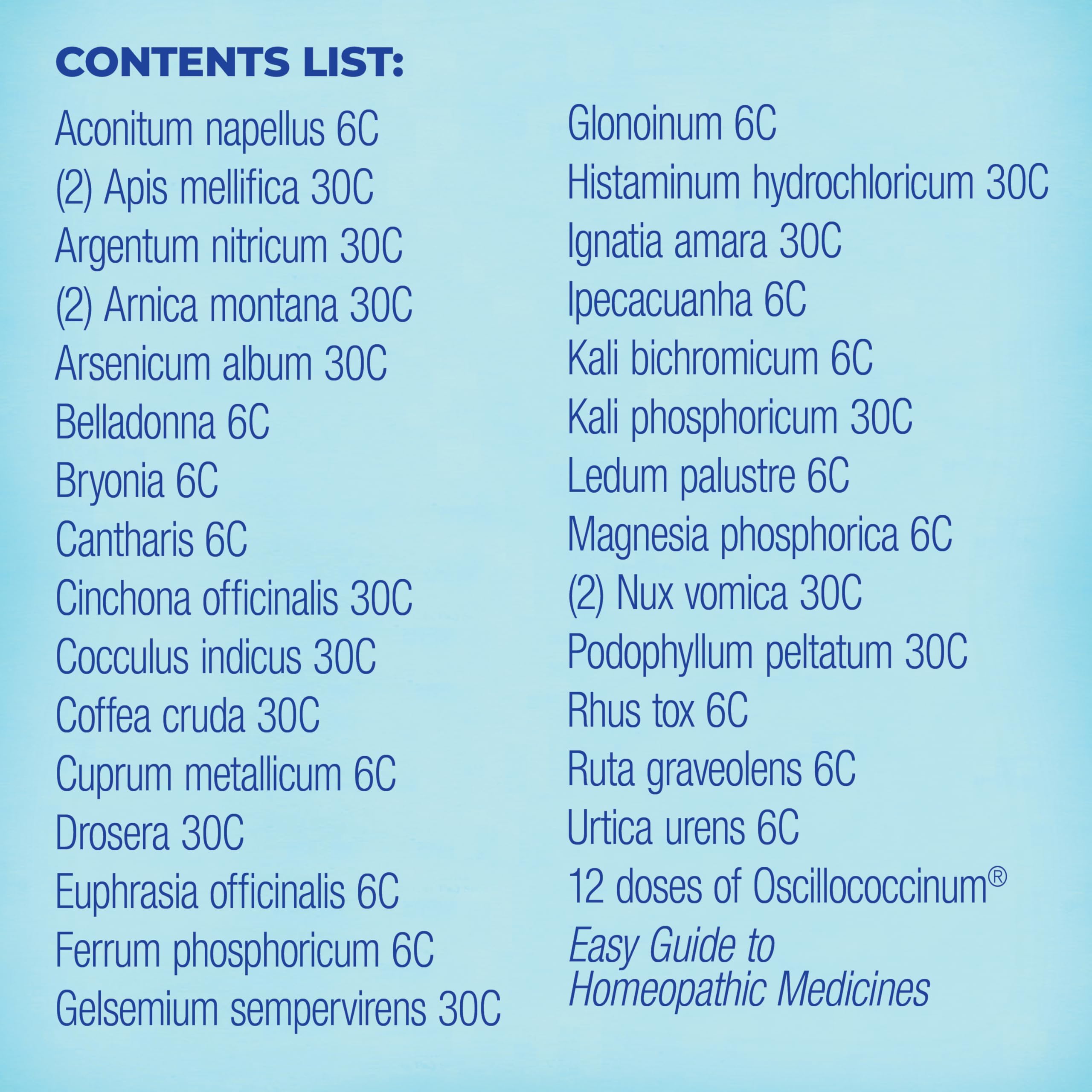 Easy Guide pamphlet included with Boiron HomeoFamily Kit 32