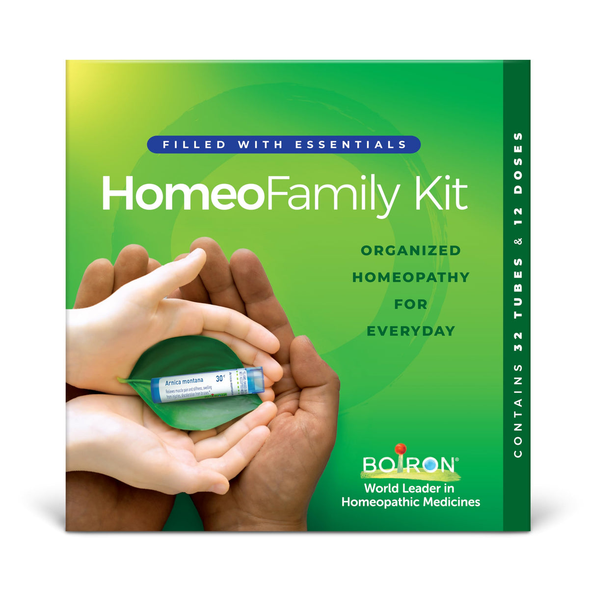 Assorted multidose tubes included in the Boiron HomeoFamily Kit 32