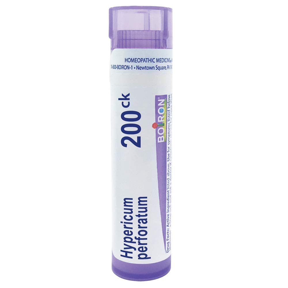 Front-facing Boiron Hypericum Perforatum 200 CK bottle with 80-count packaging