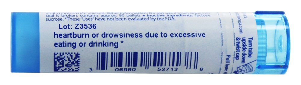 Boiron Nux Vomica 30C 80 pellets label and ingredients