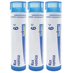 Front view of Boiron Nux Vomica 6C homeopathic remedy packaging with tube