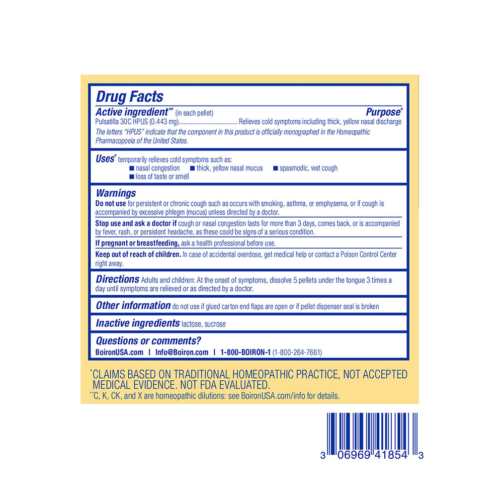 Front view of Boiron Pulsatilla 30C packaging