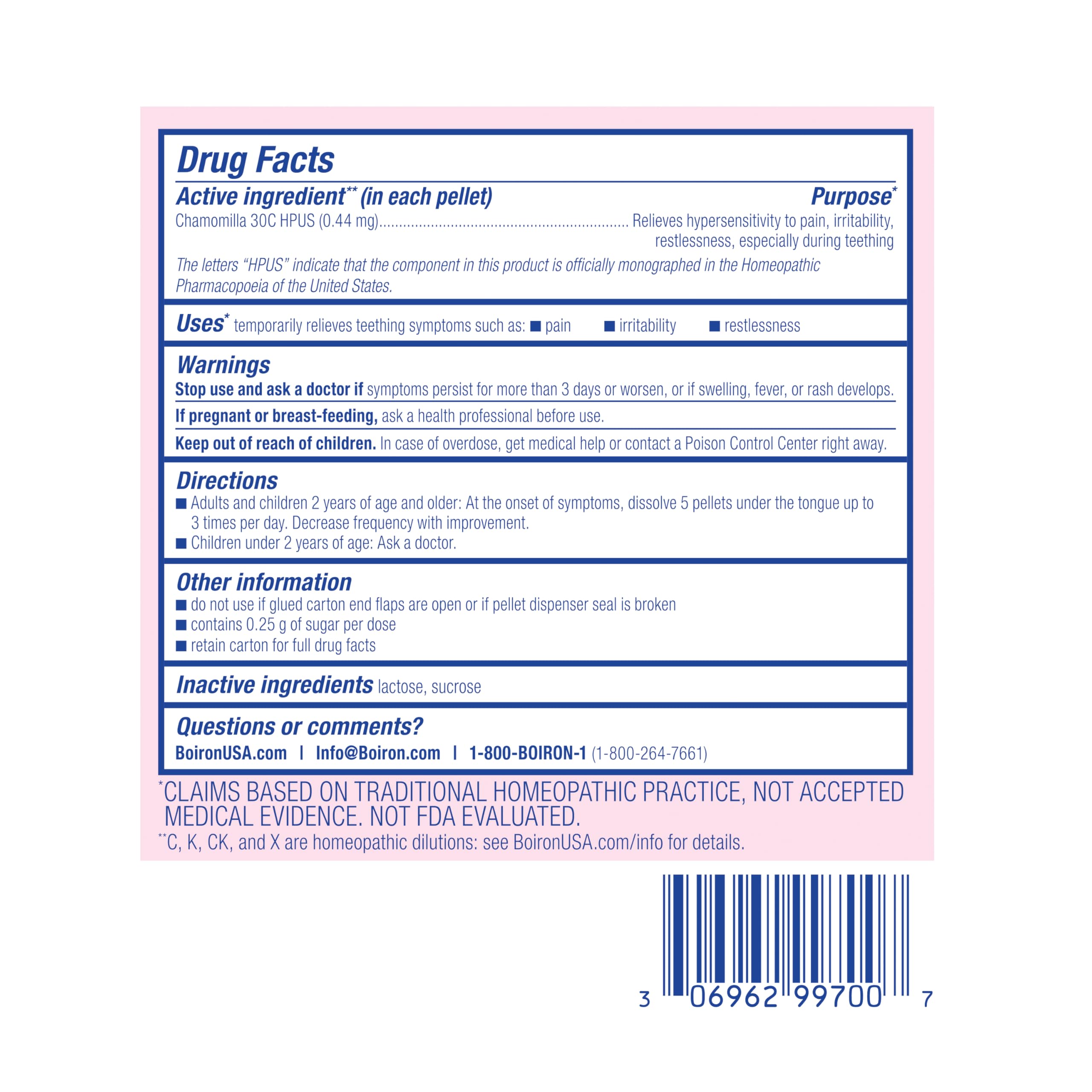 Boiron quality certifications aligned with cGMP and HPUS standards.