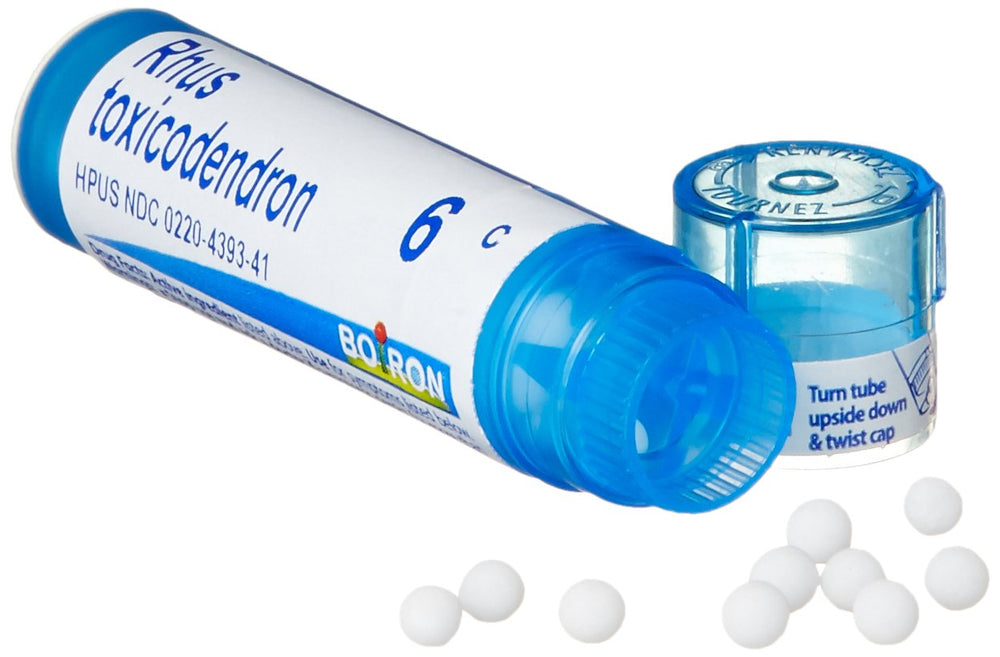 Five-pack packaging of Rhus Toxicodendron 6C homeopathic medicine