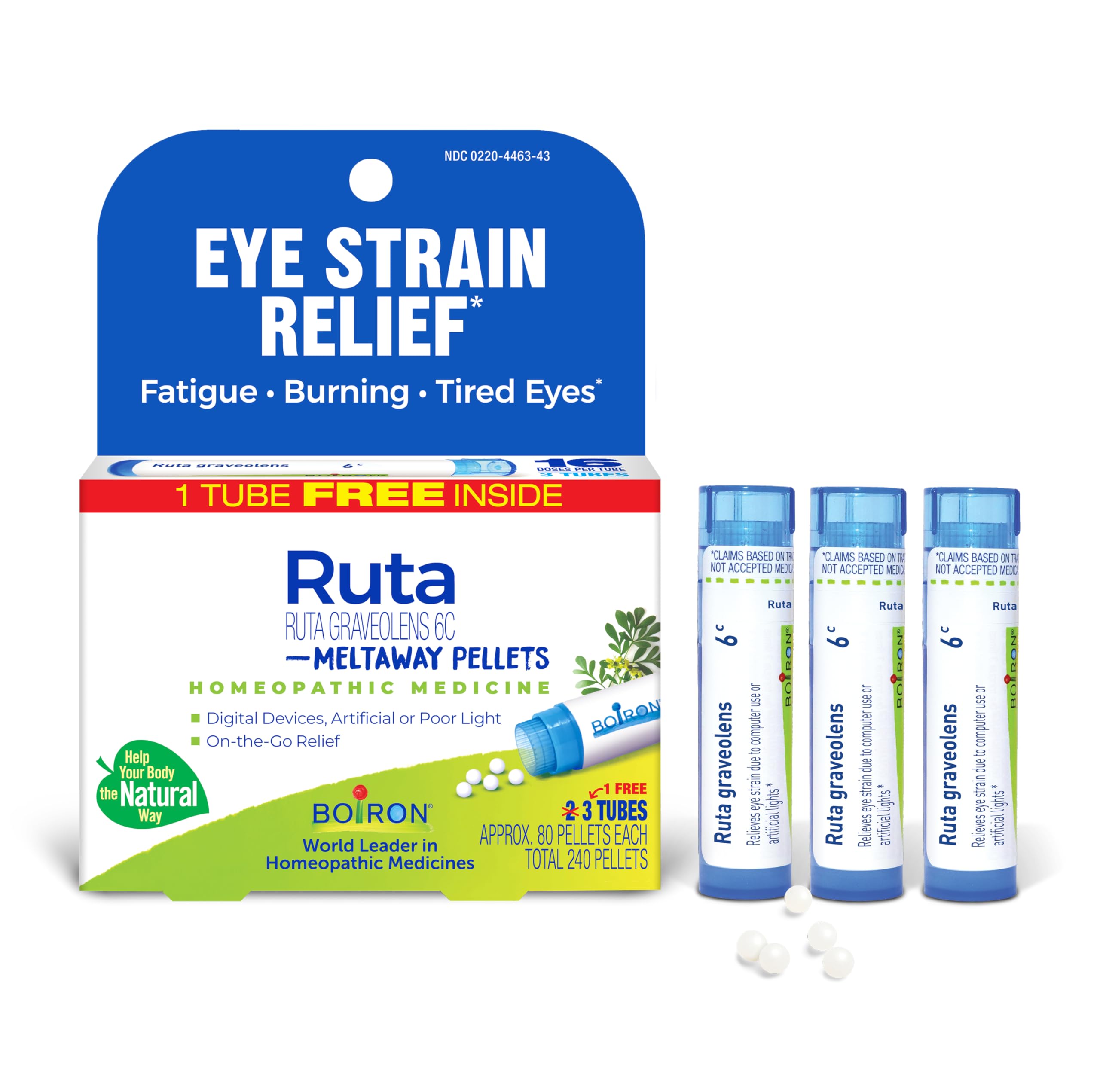 Boiron Ruta Graveolens 6C eye relief 3-tube pack front view