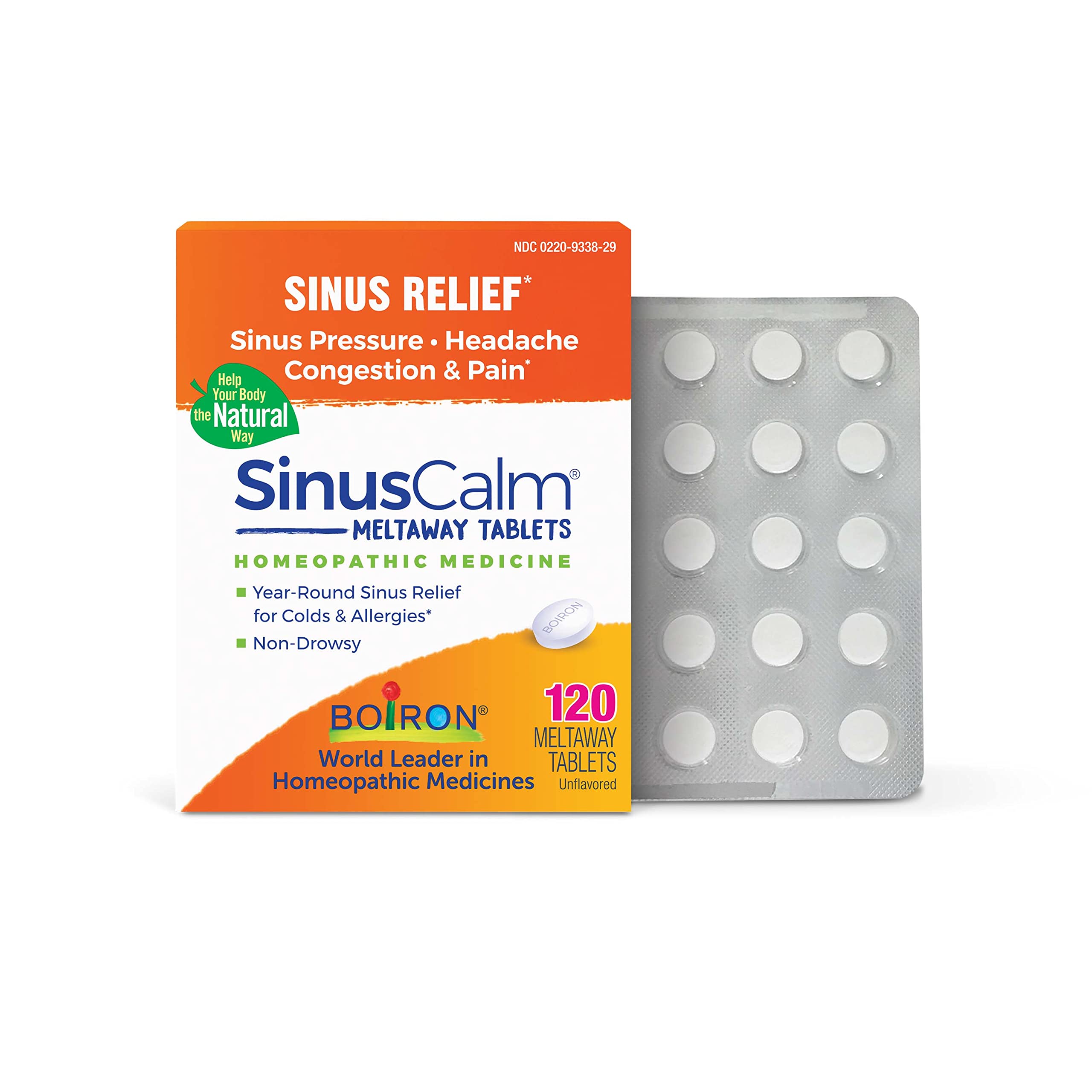 Front packaging of Boiron SinusCalm 120-count
