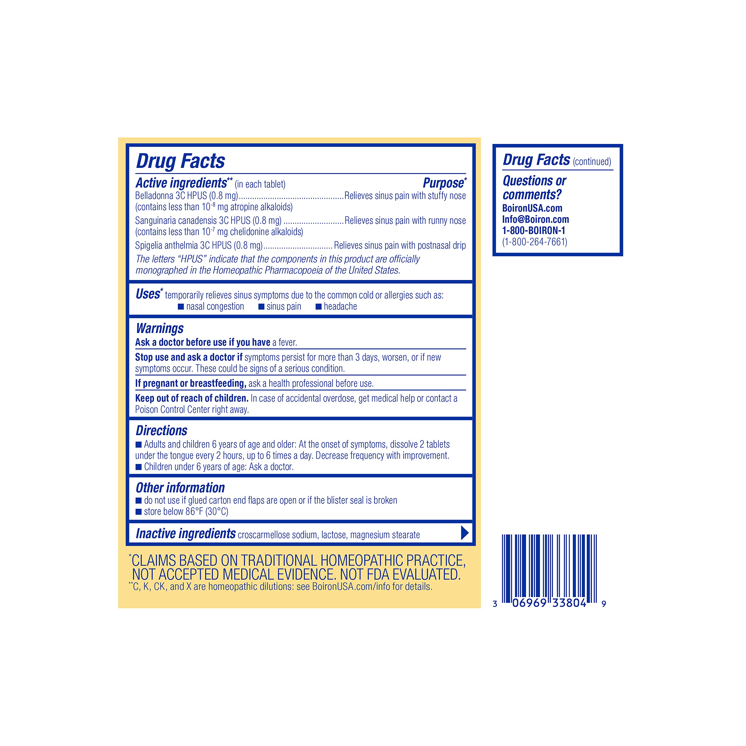 Packaging close-up of SinusCalm on a shelf