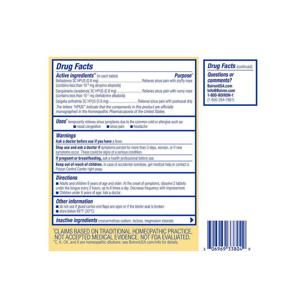 Packaging close-up of SinusCalm on a shelf