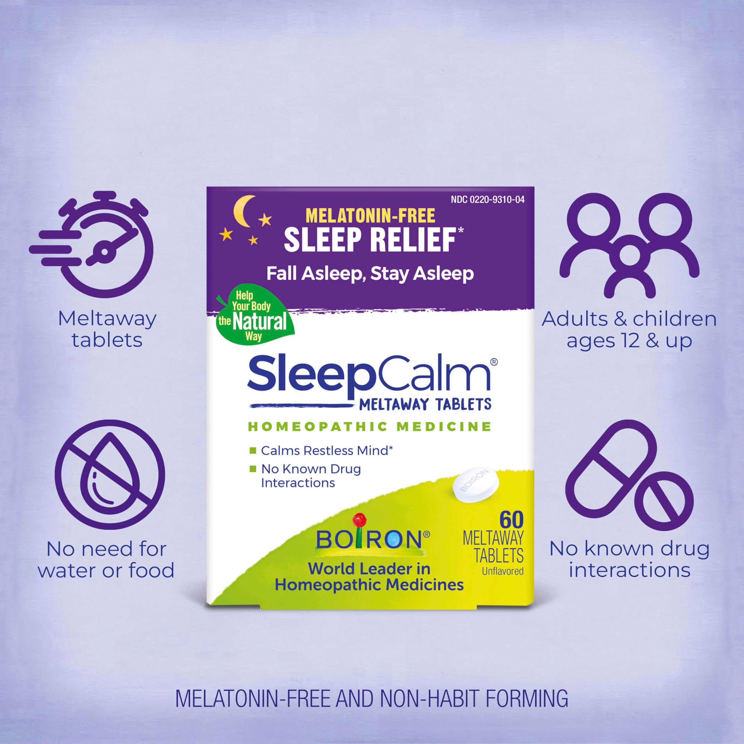 Close-up of SleepCalm Meltaway tablets dissolving in mouth