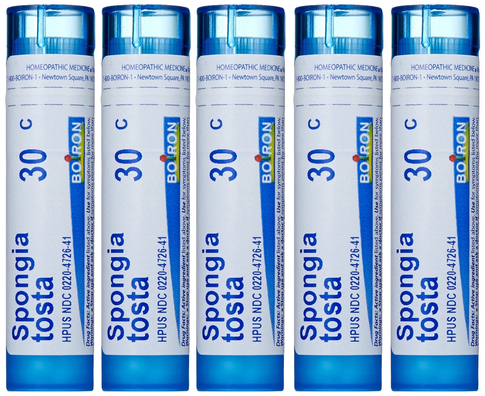 Boiron Spongia Tosta 30C pack of five homeopathic pellets packaging