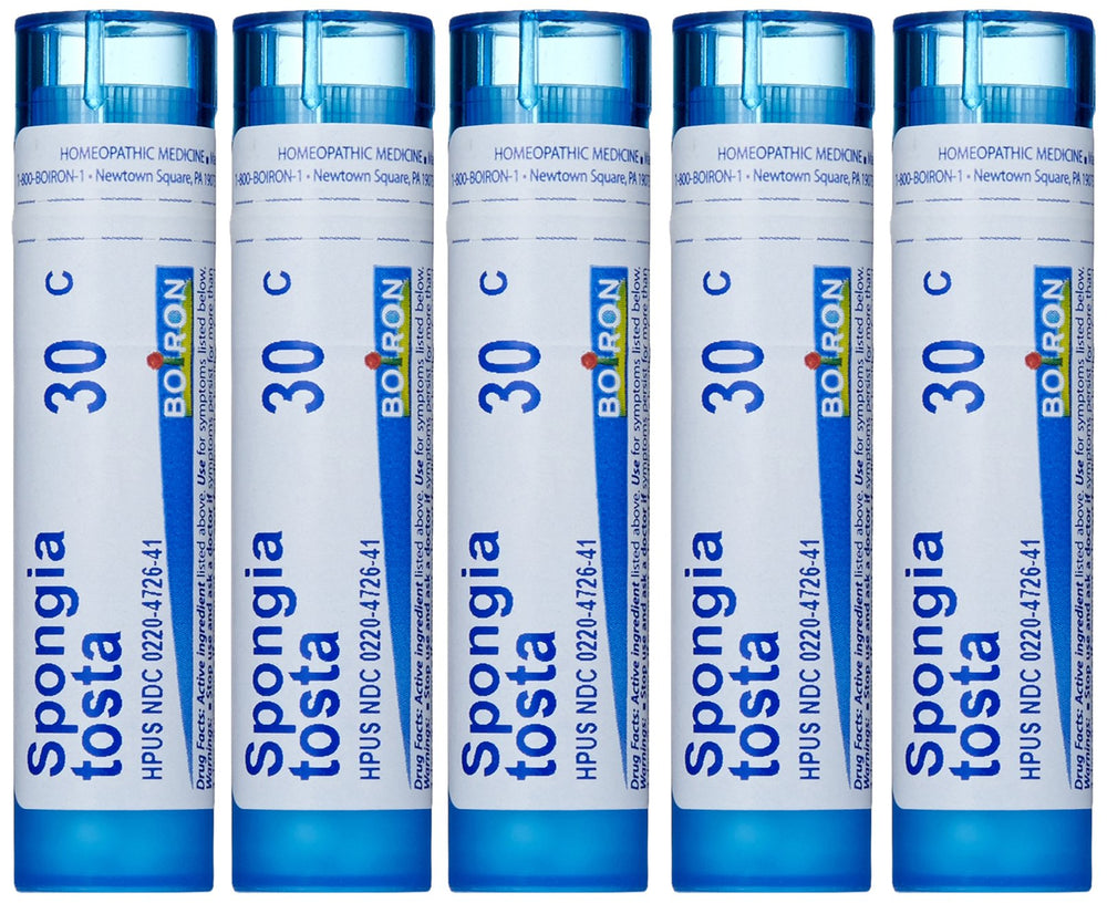 Boiron Spongia Tosta 30C pack of five homeopathic pellets packaging