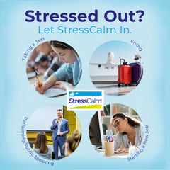 Dosing directions on StressCalm bottle label