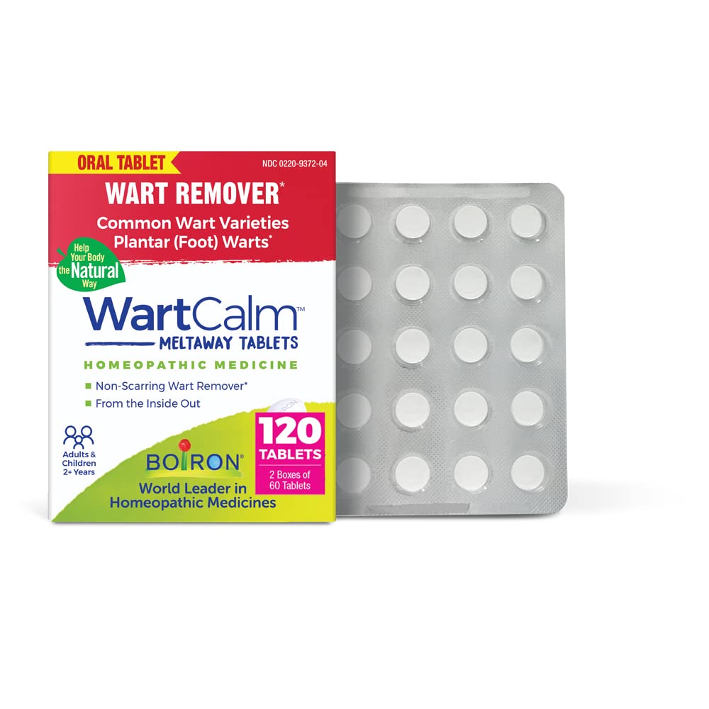 Boiron WartCalm box front showing discreet, family-friendly wart relief packaging.