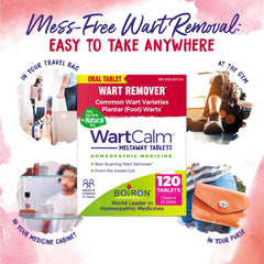 Boiron WartCalm label highlights plant-based active ingredients.