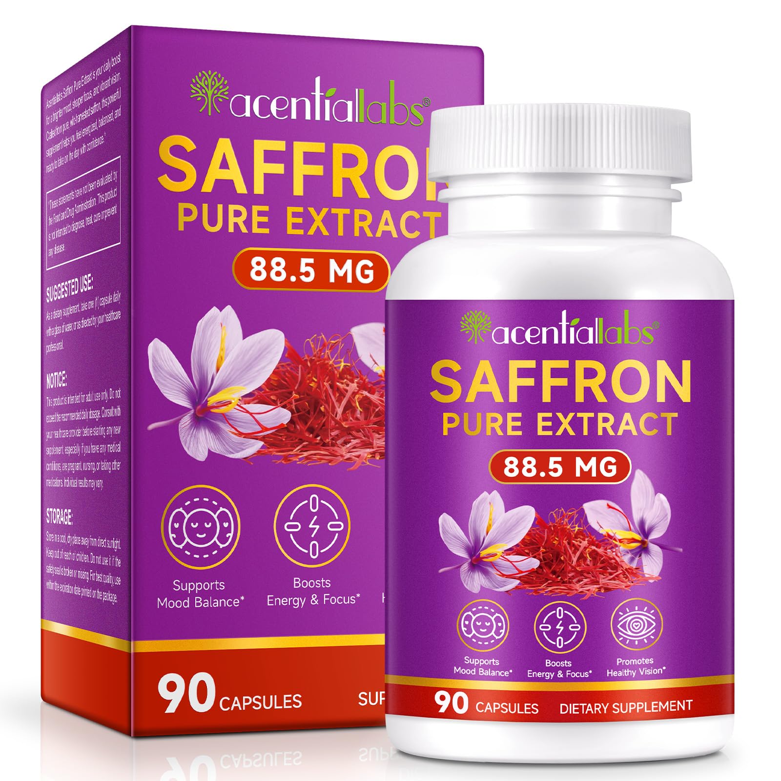 BOIUOITI saffron supplements bottle on white background