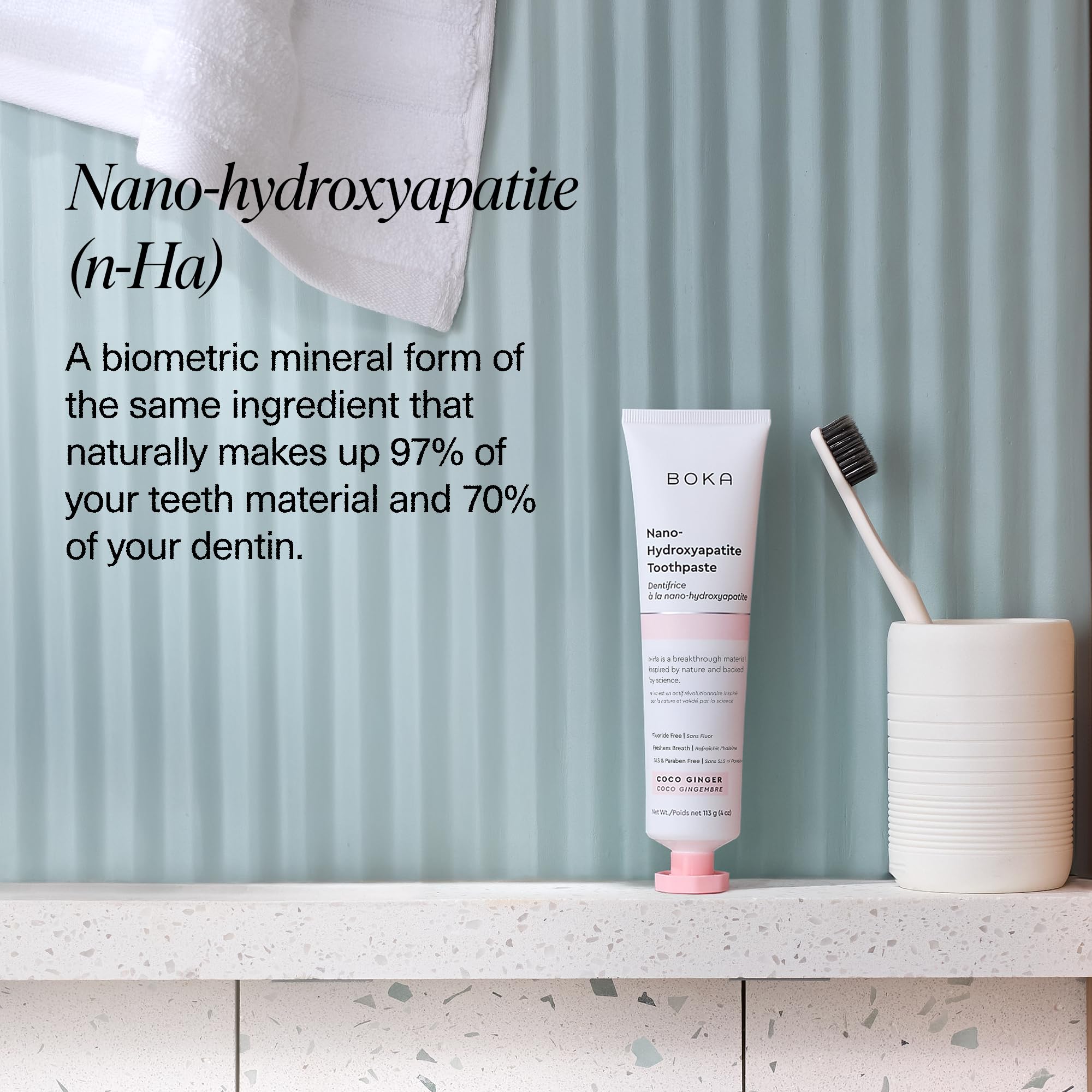 Ginger-Coconut-Chamomile flavor profile of Boka toothpaste