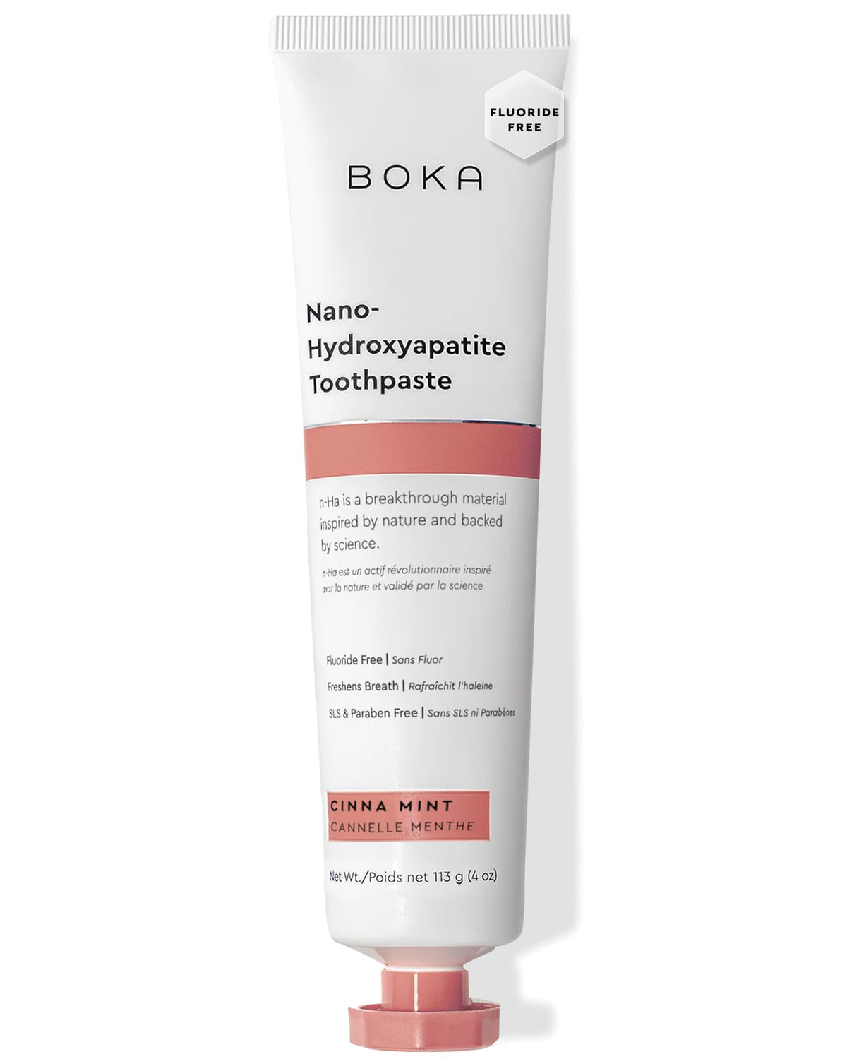 Front view of Boka Fluoride Free Toothpaste with Cinnamon Mint flavor