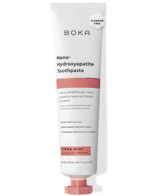 Front view of Boka Fluoride Free Toothpaste with Cinnamon Mint flavor