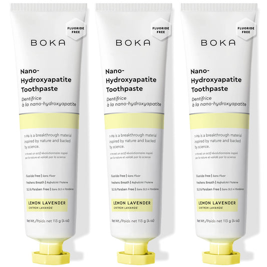 Boka fluoride-free toothpaste with nano-hydroxyapatite, lemon lavender flavor, 4 oz, 3-pack