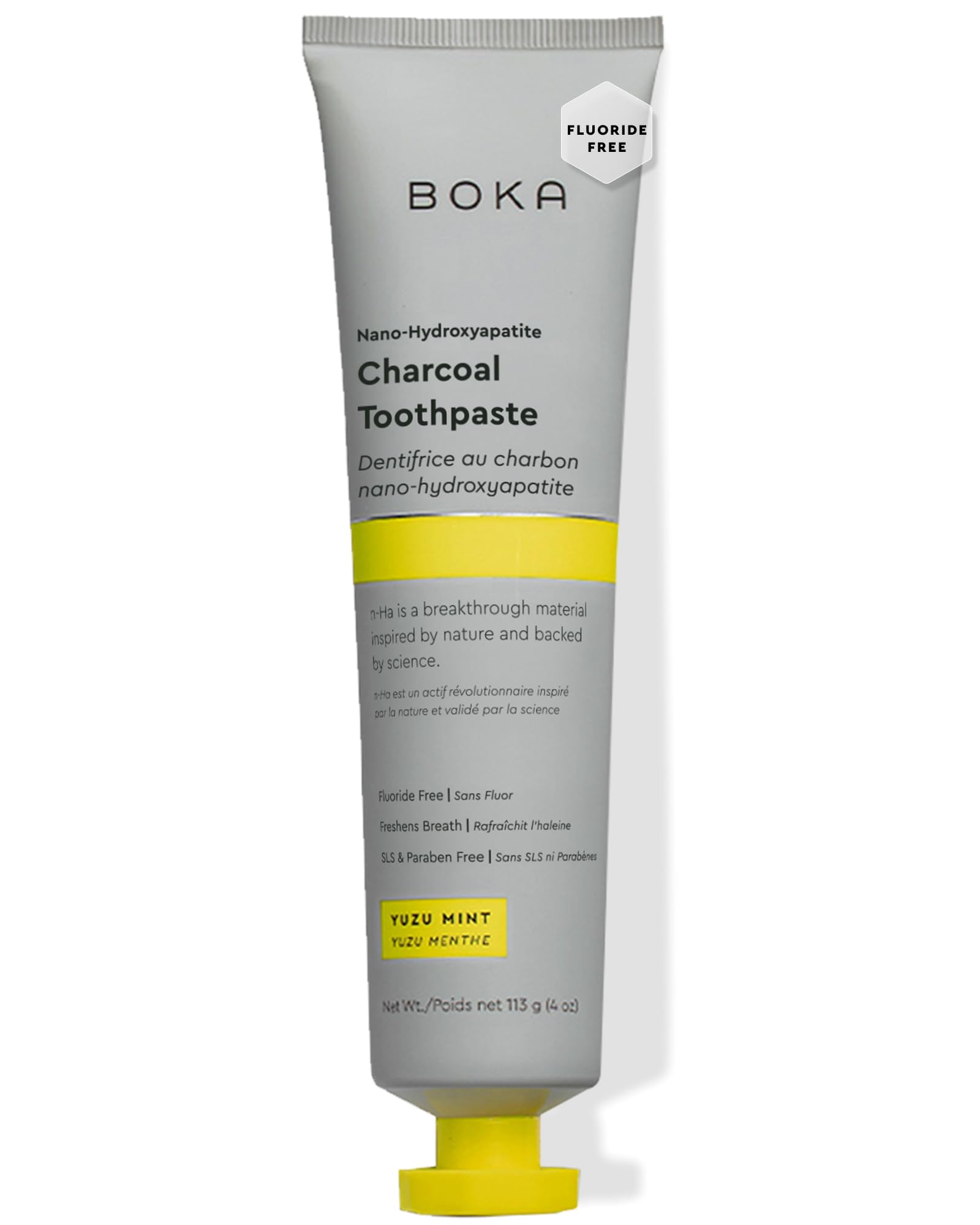 Boka Fluoride-Free Toothpaste packaging featuring nano hydroxyapatite