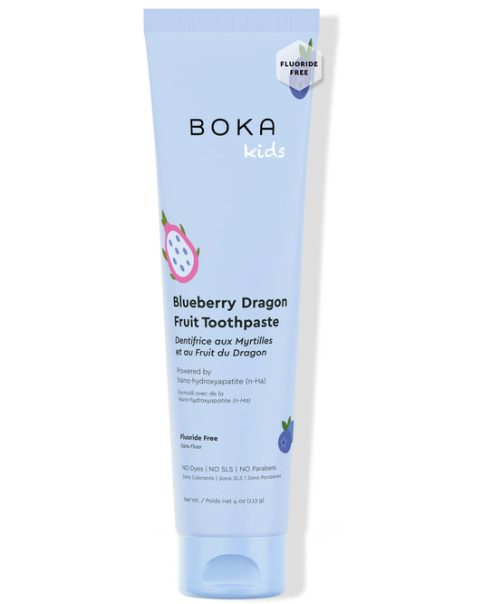 Boka fluoride-free toothpaste with nano hydroxyapatite, Blueberry Dragon Fruit flavor, 4 oz, US manufactured