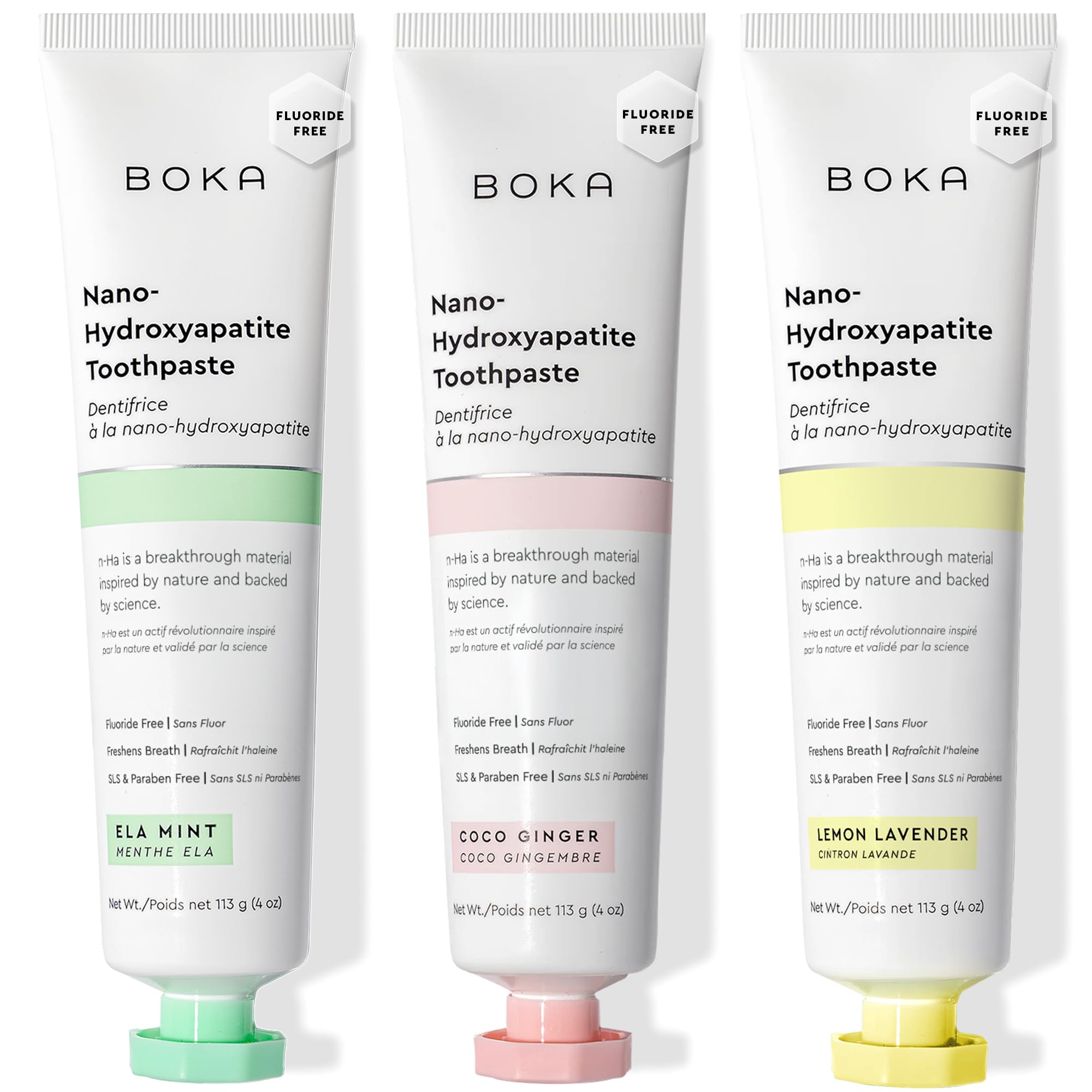 Fluoride-free toothpaste with nano hydroxyapatite in Ela Mint flavor, 4oz, 3-pack, US manufactured