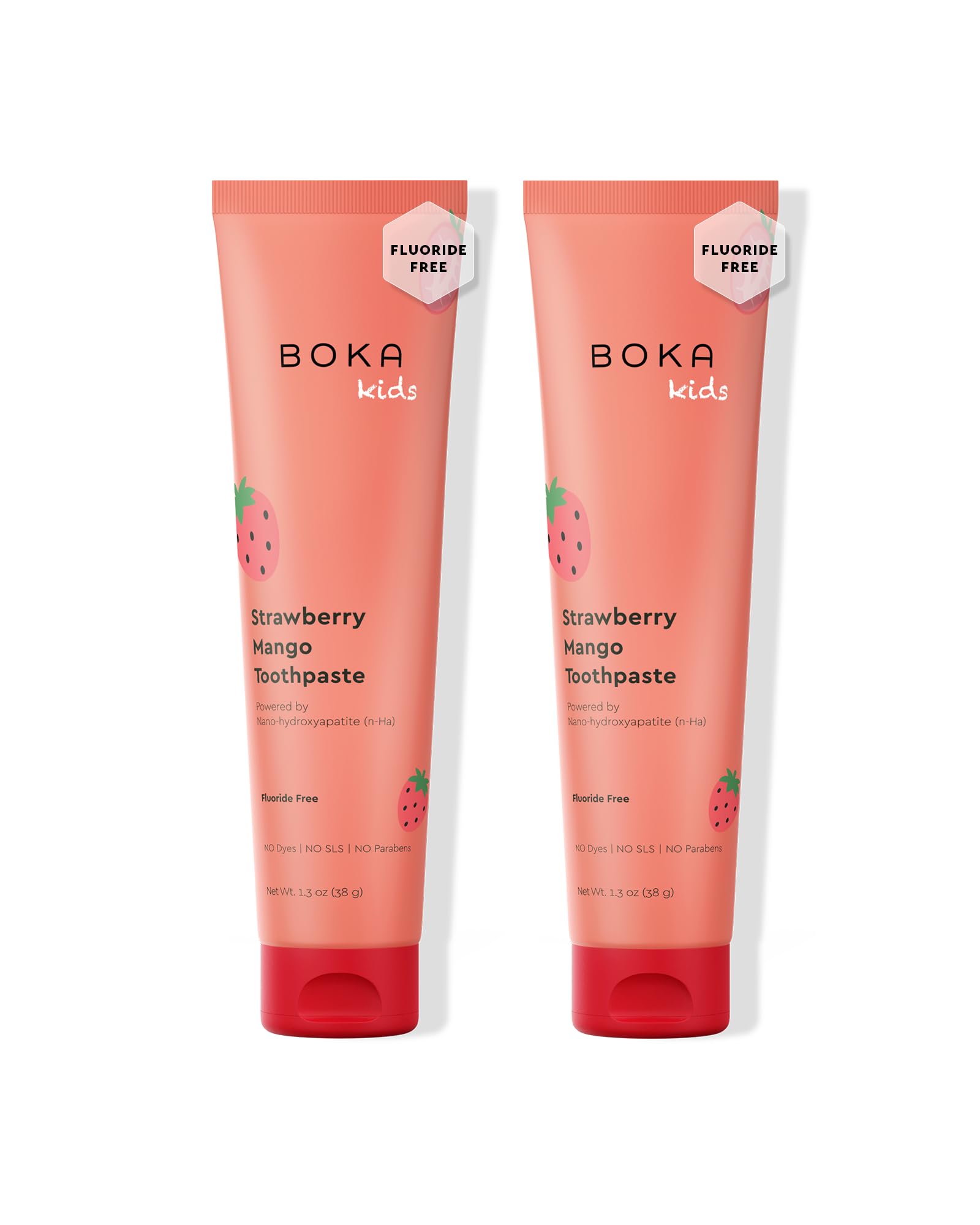 Boka fluoride-free toothpaste strawberry mango flavor 1.3 oz 2-pack front