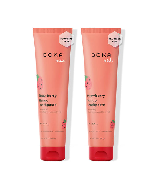 Boka fluoride-free toothpaste strawberry mango flavor 1.3 oz 2-pack front