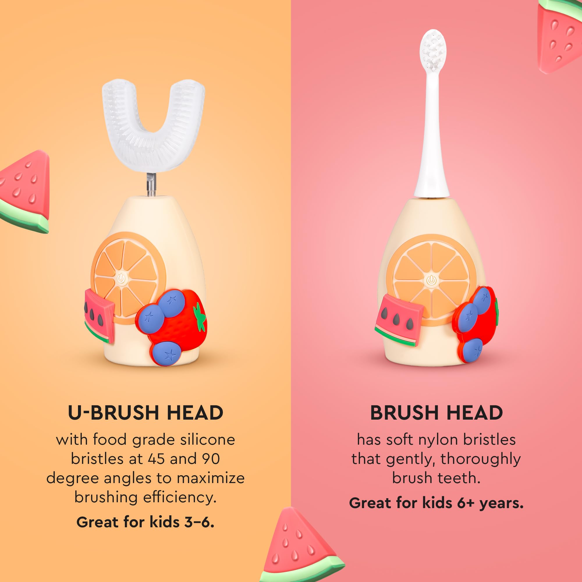Close-up of soft nylon brush head for gradual use
