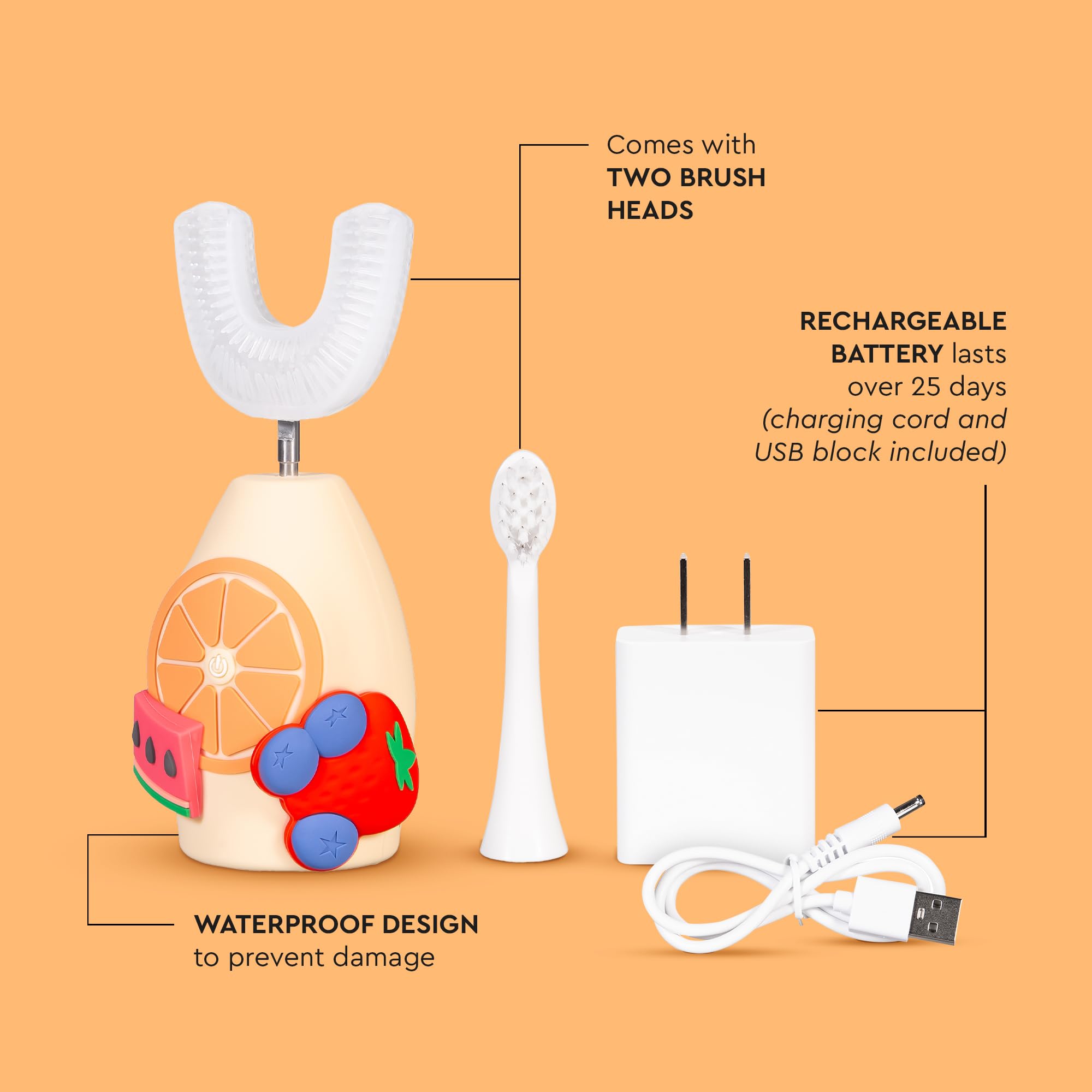 Close-up of U-Brush head with food-grade silicone