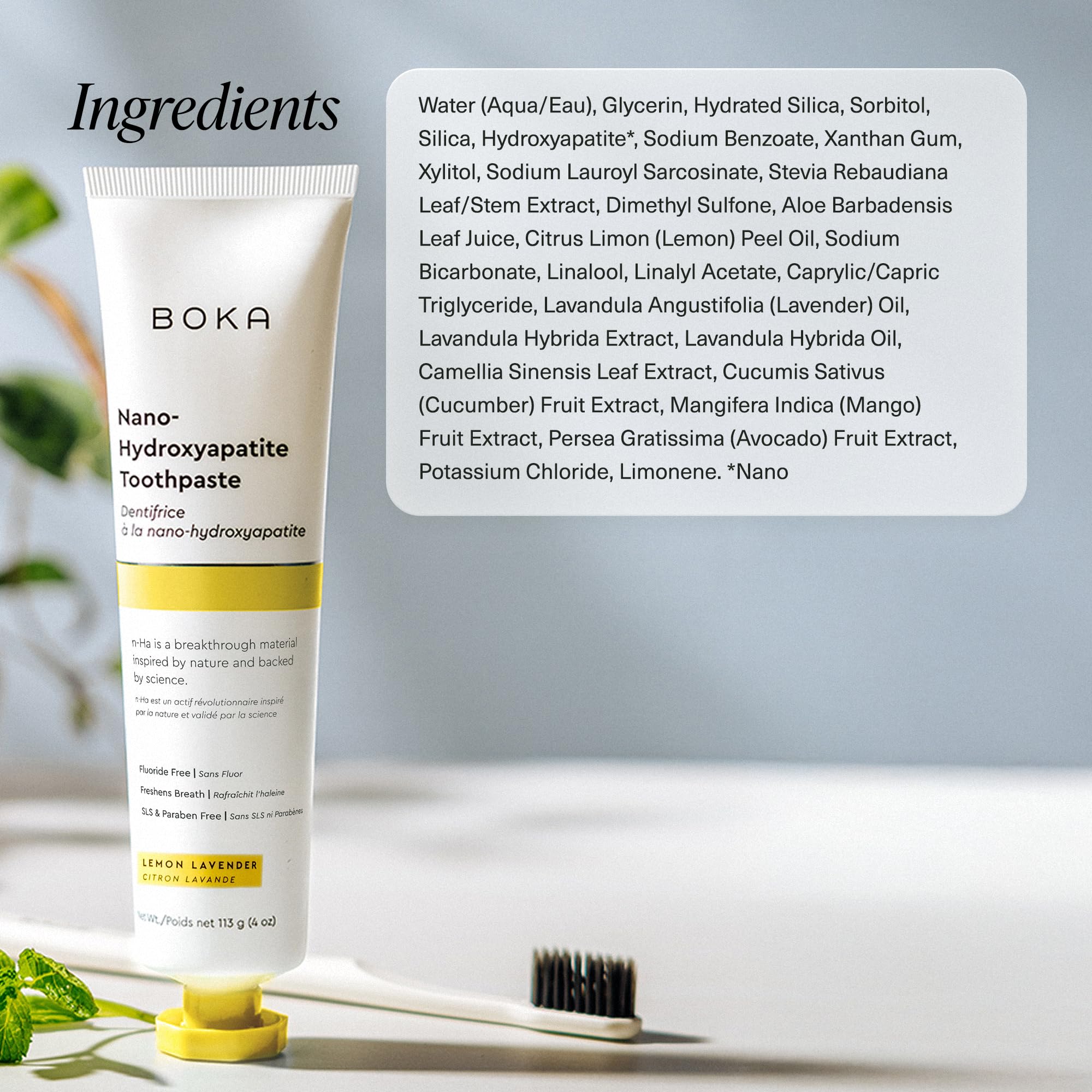 Made in the USA label on Boka toothpaste packaging