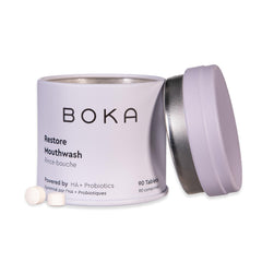 Boka travel size mouthwash tablets mint packaging front