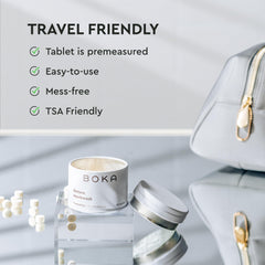 Eco-friendly travel packaging for Boka mouthwash tablets