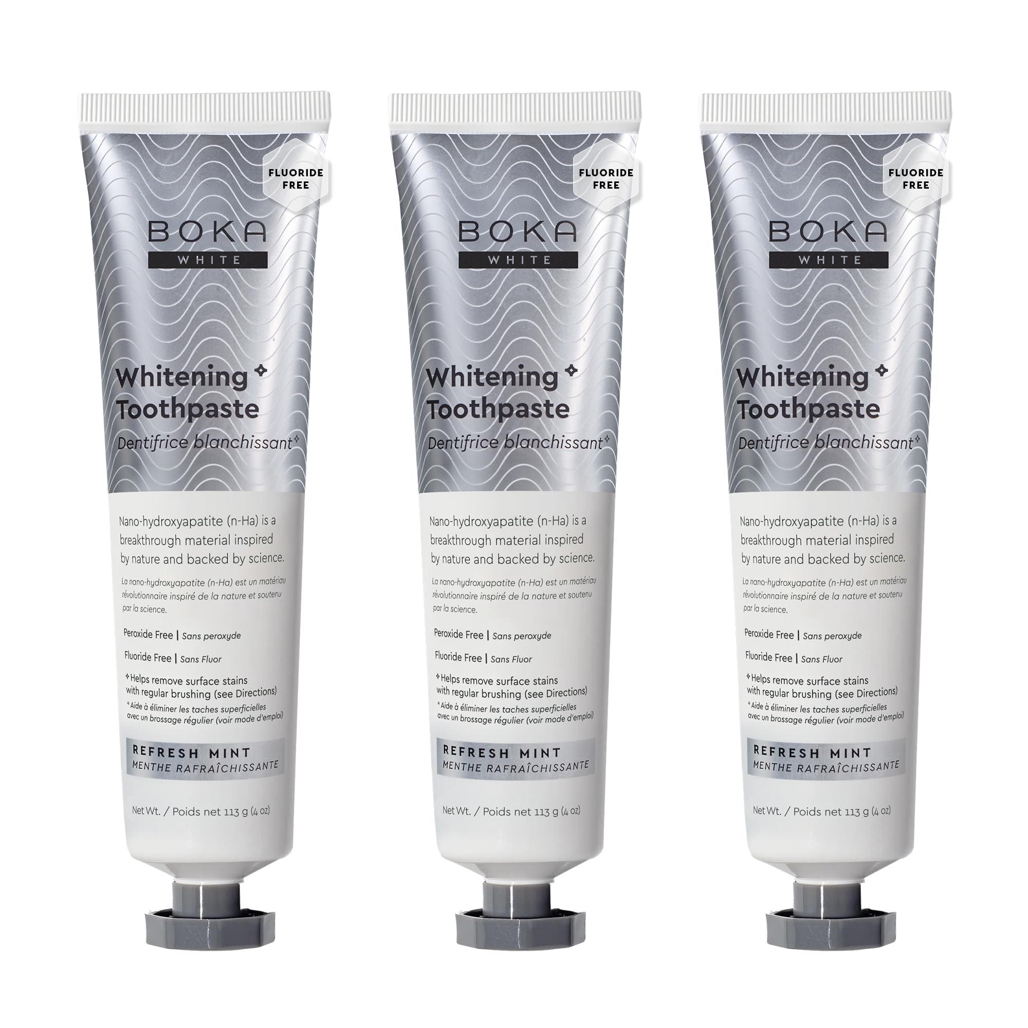 Boka nano-hydroxyapatite toothpaste with mint, 4 oz, 3-pack, US made